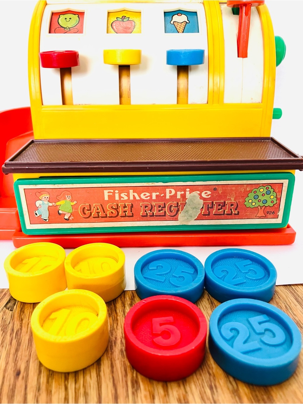 Fisher Price 1974 Toy Cash Register Works Has 7 Coins Minor Marks Read - Picture 3 of 12